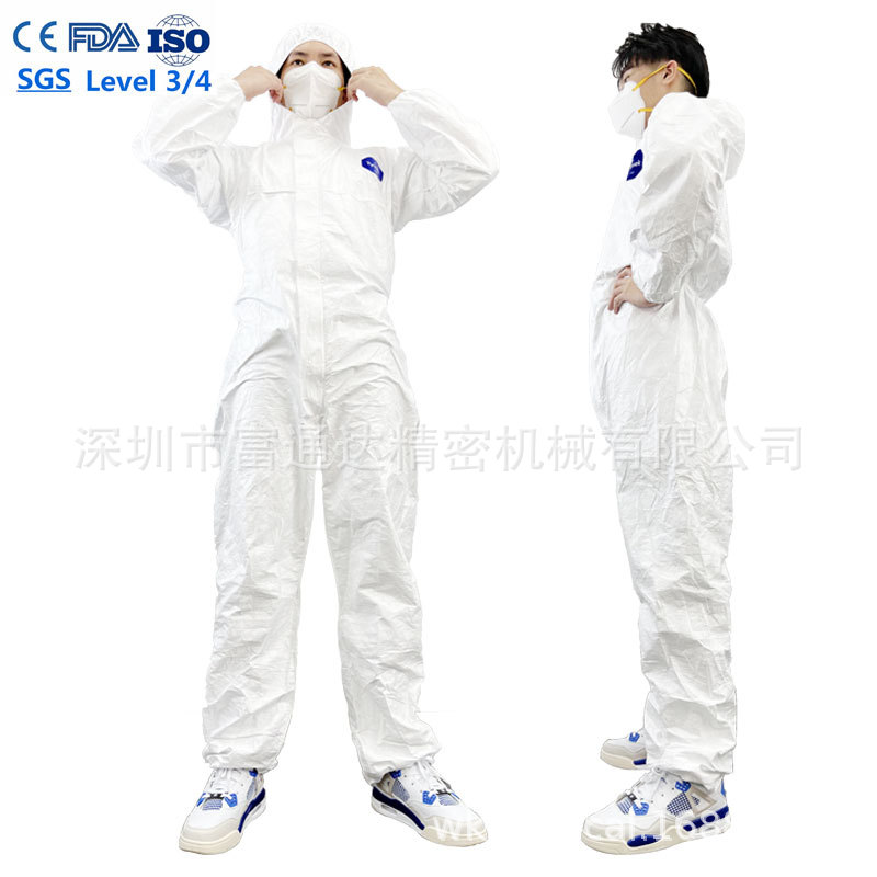 可发国外tyvek一次性防护服防喷漆液体TYPE 5/6 连体全身隔离服