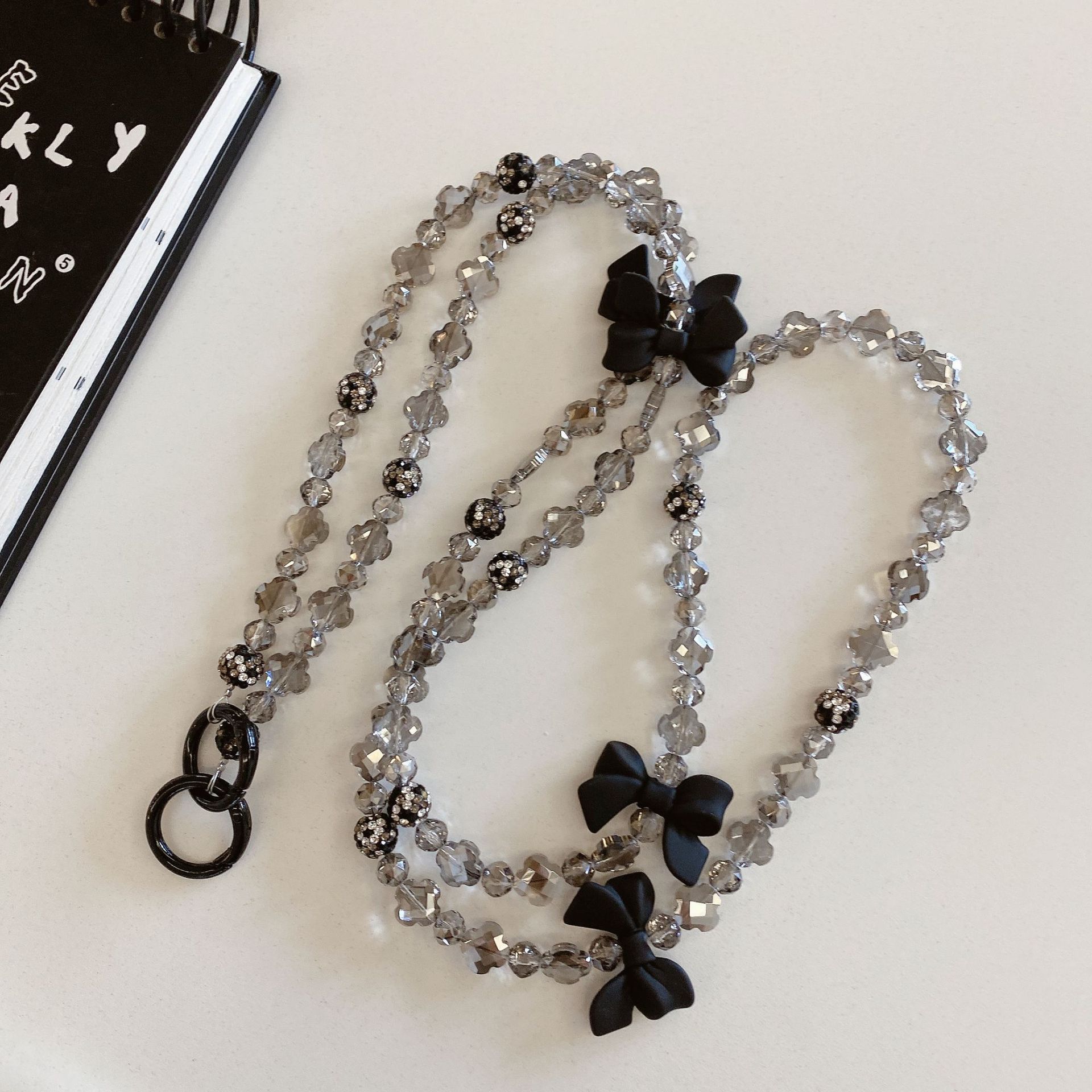 Mujeres de alta calidad hechas a mano colgante de teléfono móvil pulsera de arco negro de moda colgante larga colgante