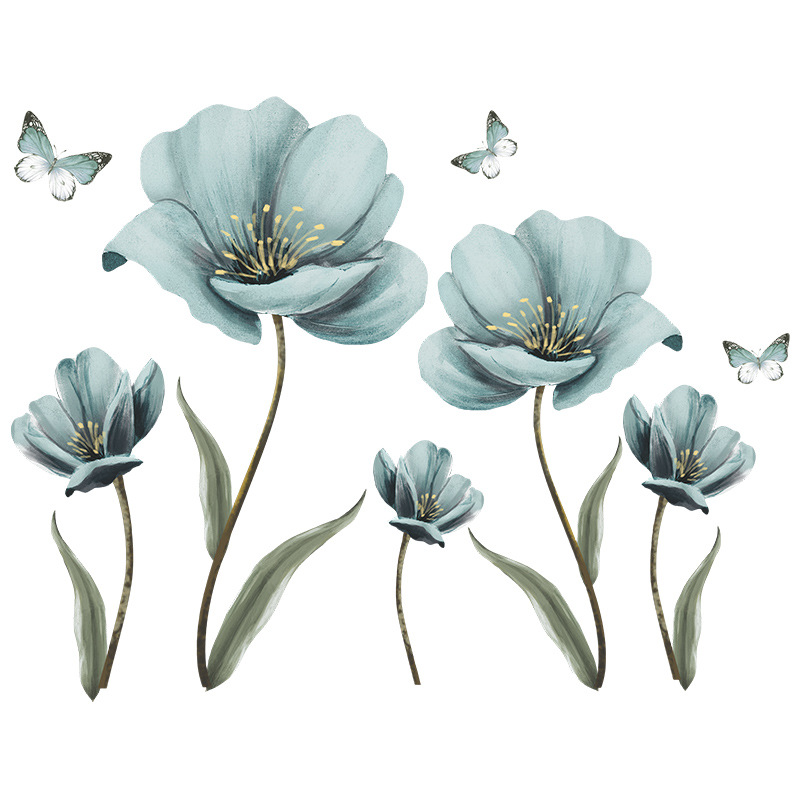 Nihaojewelry Wholesale Fashion Blue Painted Flowers Bedroom Porch Wall Stickers display picture 5