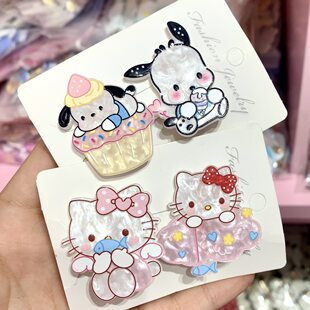 Cute brand transparent hairgrip, cartoon bangs, hair accessory