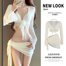 比基尼泳衣女2025新款四件套高级感白色性感分体泳衣三亚度假温泉