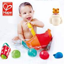 德国Hape发条游泳泰迪宝宝洗澡玩具漂浮儿童男女孩戏水淋浴套装