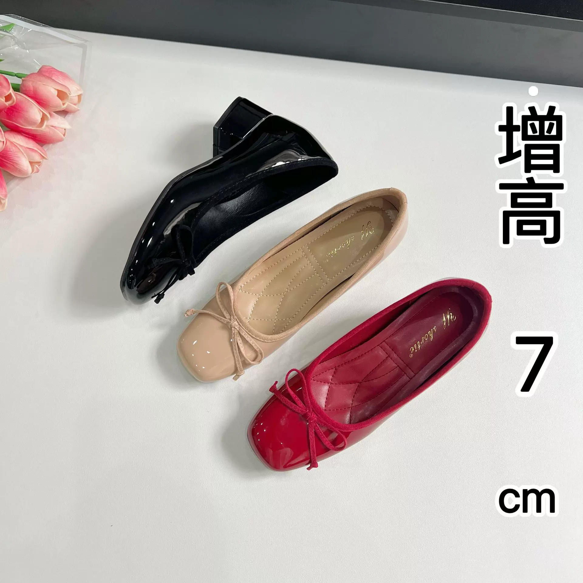 增高7cm法式蝴蝶结粗跟浅口单鞋女2025夏季新款绝美不累脚芭蕾鞋