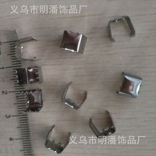 厂家直供 不锈铁绳头卡扣7MM*6MM平底扣两边有齿马仔铁扣扁带卡扣