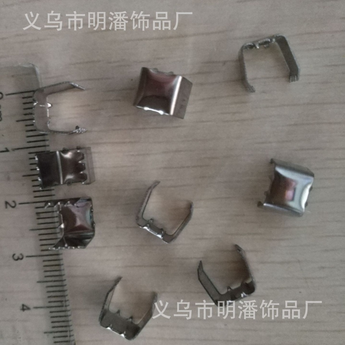 厂家直供 不锈铁绳头卡扣7MM*6MM平底扣两边有齿马仔铁扣扁带卡扣