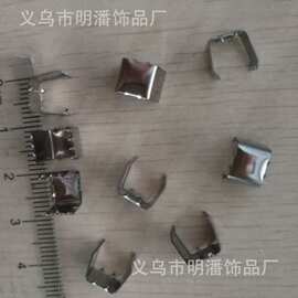 厂家直供 不锈铁绳头卡扣7MM*6MM平底扣两边有齿马仔铁扣扁带卡扣