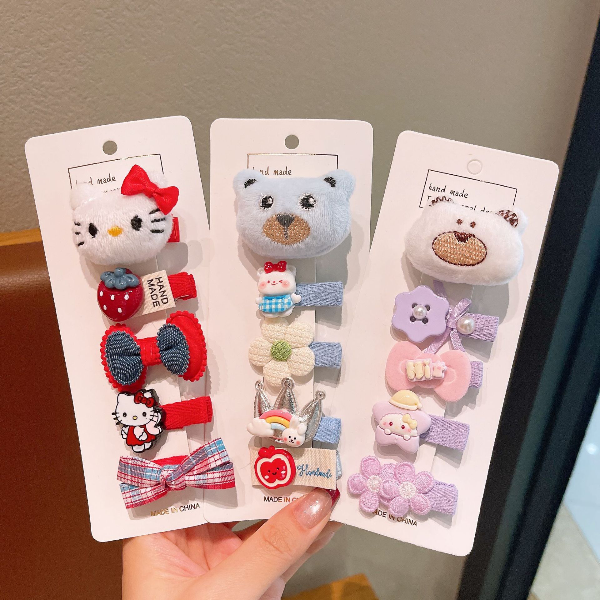 2025 nuevo dulce rosa línea clips para el cabello de los niños flancos frises clips para el cabello rotos chicas lindas clips para el cabello de fresa coreana