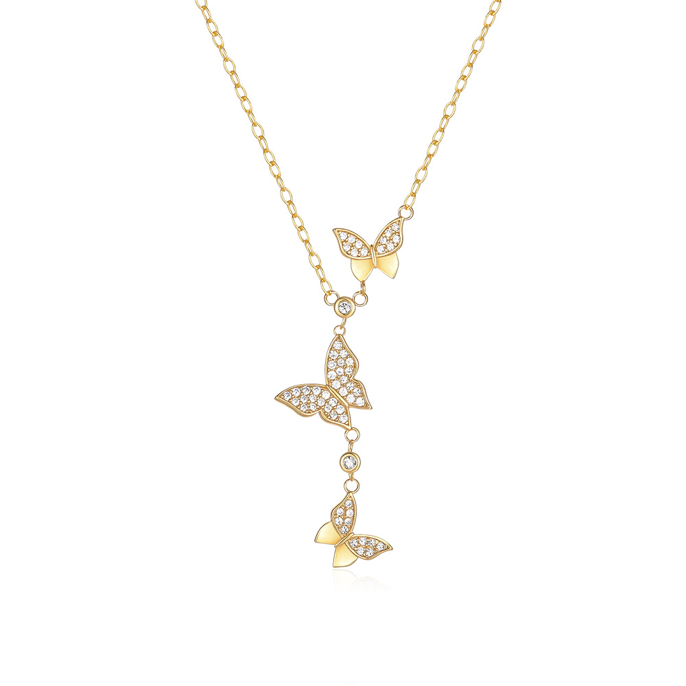 S925 Sterling Silver With Large Small Butterflies, European And American Fashion Ins Style, Full Of Diamonds, Light_voghion.com