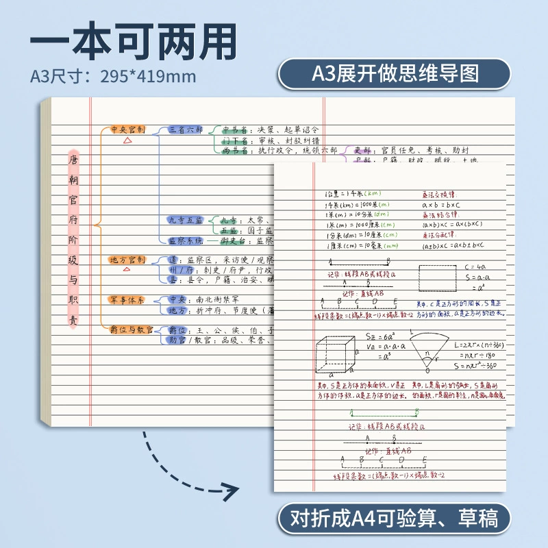 A3 test paper brush question book mind map draft paper horizontal lines easy to tear postgraduate entrance examination student notebook paper large size notes