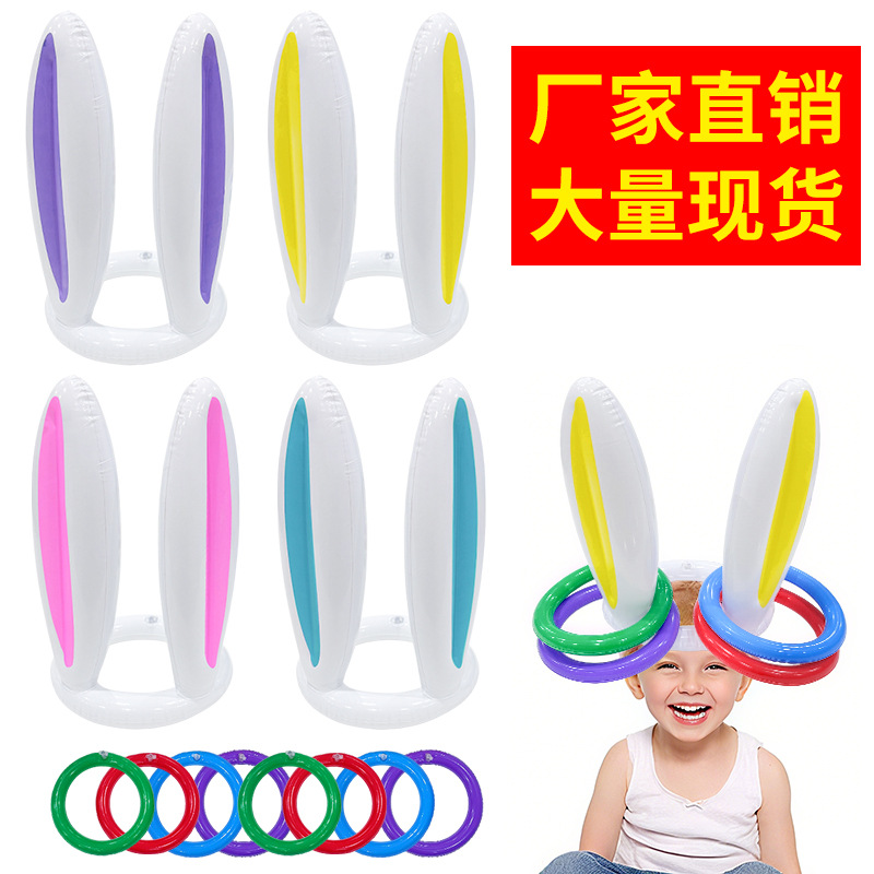 Cross-Border Christmas Thickeneded Pvc Throwing Toys Christmas Interactive Game Props Christmas Hat Inflatable Ring