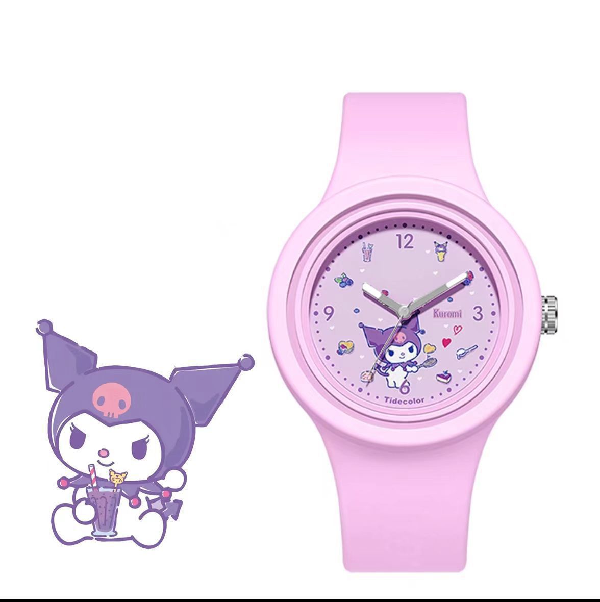 Nuevo Kulomi jade cane perro de dibujos animados silicona redonda de alta calidad sensación de piel adorable reloj Sanrio