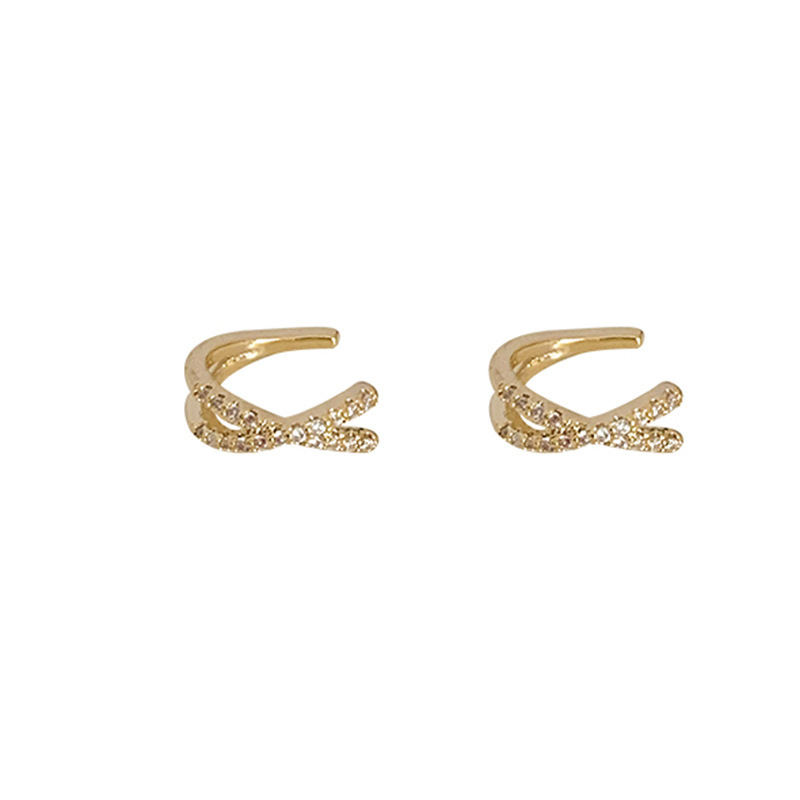 Minimalist personalized cross zircon with no holes, high-end feeling, niche and cool style, fashionable ear bone clip_voghion.com