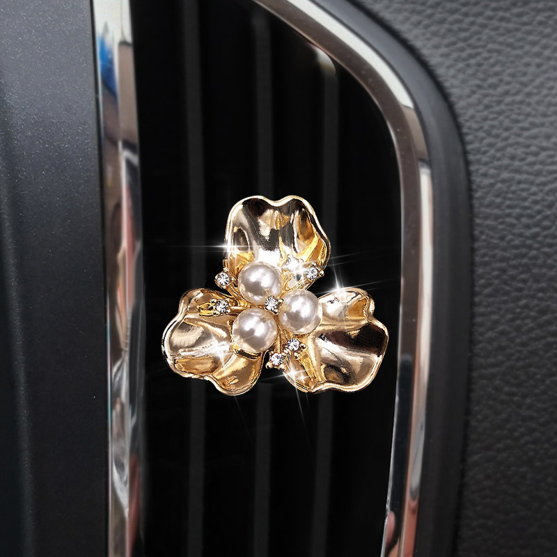 Flor de perla Salida de aire del coche Clip de aromaterapia Aire acondicionado del coche Salida de aire Clip de perfume Accesorios de coche Decoración