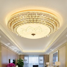 欧式水晶LED卧室吸顶灯奢华客厅灯创意圆形房间灯过道走廊中山灯