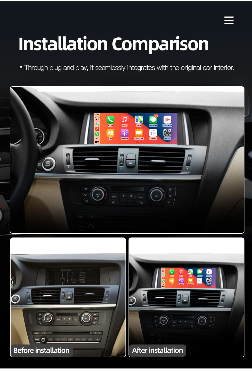 8.8inch Suitable for Bmw X3 F25 X4 F26 Car Central Control Large Screen Navigation Carplay Player