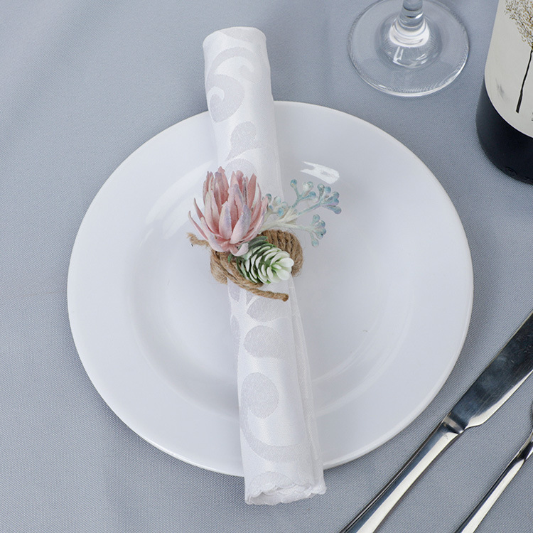 Western-style Hotel Restaurant Table Props Simulation Flower Napkin Buckle Linen Ring display picture 4