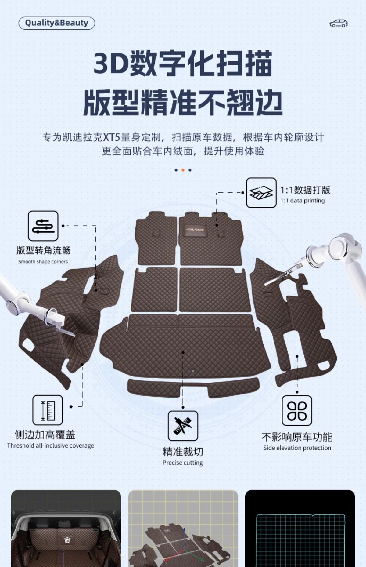 Suitable for Toyota Crown Land Cruiser Full Surround Trunk Mat 21-24 Models 5/7 Seats Modification Accessories Trunk Mat Land Cruiser