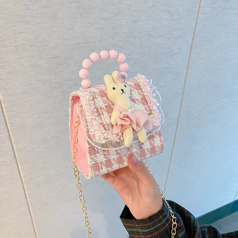 Estilo coreano princesa bolsa de mensajero mini bebé estilo occidental Chanel estilo cadena bolsa pequeña bolsa cuadrada conejito de dibujos animados bolsa de hombro