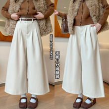 慵懒风拼接休闲裤2025秋冬新款高腰显瘦宽松八分裤厚款百搭阔腿裤