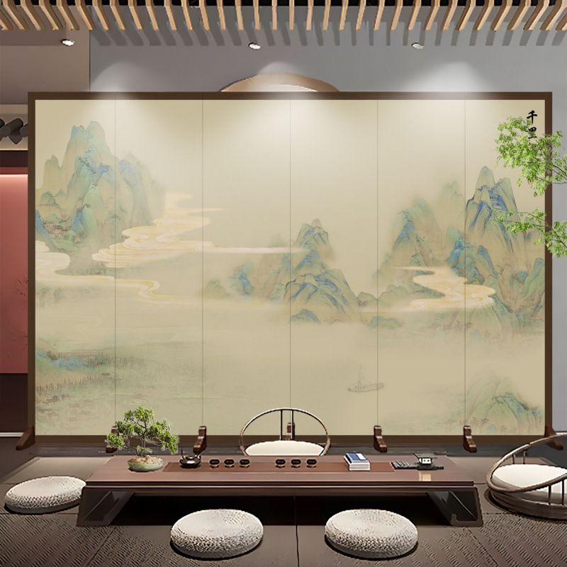 Pantalla de estilo chino sala de estar puerta de entrada cubierta oficina hotel paisaje pintura plegable pantalla plegable móvil clásica