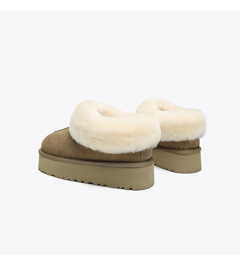 Novos sapatos de algodão quente com sola grossa e lã e botas de cano curto de couro e lã grossa_voghion.com