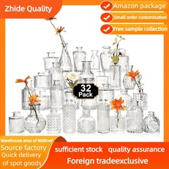 Glass Bud Vase Set of 32 Pcs，Small Glass Vases for Flowers