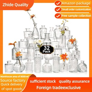 Transparent glass vases for decorating dining tables, home