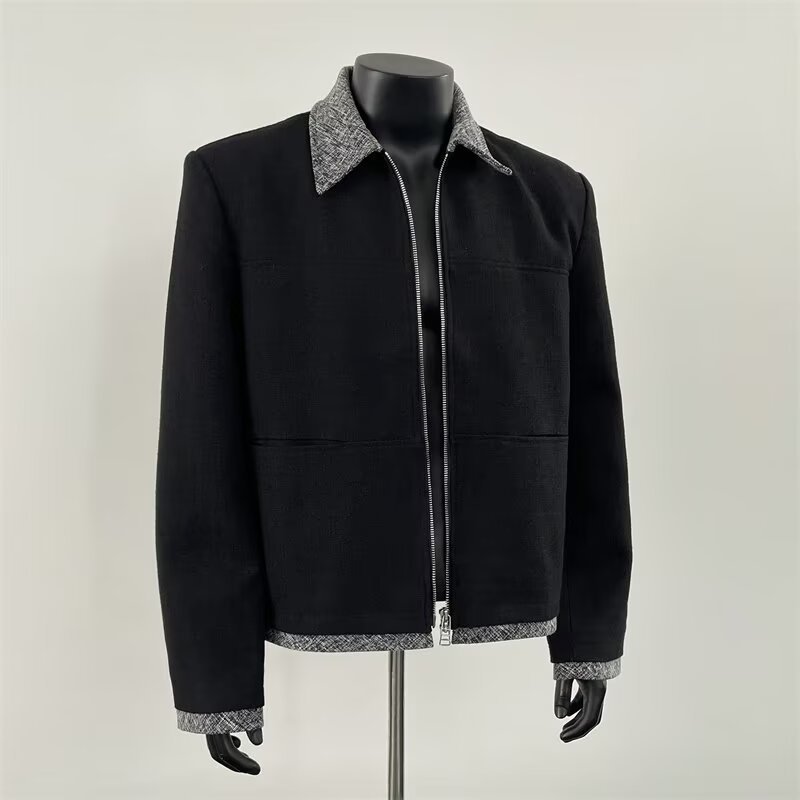 Cleanfit ショートブラックジャケットメンズアメリカンレトロハンサムハイストリートエグゼクティブジャケットハイエンドラペルトップ|undefined