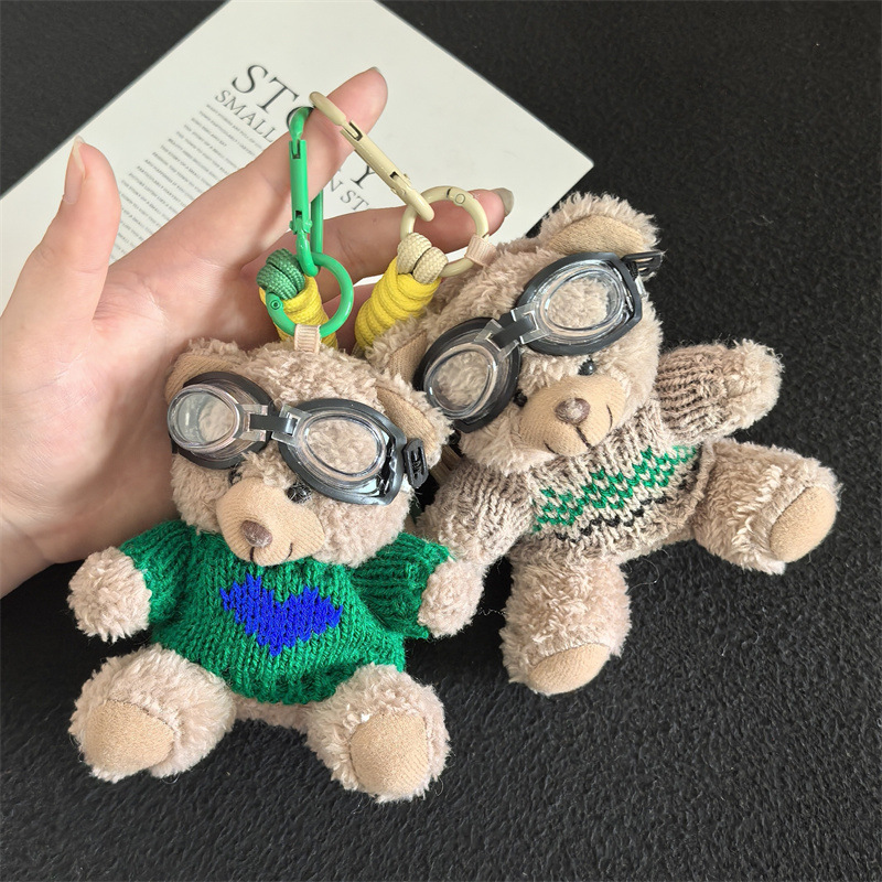 Aviator Bear Bolso Colgante Muñeco de felpa Llavero Escuela secundaria Regalos Joyas creativas