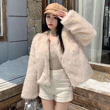 韩版皮草仿狐狸毛纯色皮草外套女冬季新款小个子年轻毛毛大衣