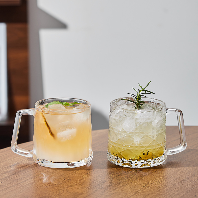 ins带把手玻璃杯茶水杯家用创意带把手高颜值透明冰咖啡杯马克杯|undefined