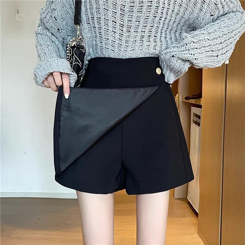 2024 New Asymmetrical Autumn and Winter Korean Style Large Size Suit Shorts Skirt Women's High Waist A-Line Slim Short Skirt Pants Boot Pants 2024 New Asymmetrical Autumn and Winter Korean Style Large Size Suit Shorts Skirt Women's High Waist A-Line Slim Short Skirt Pants Boot Pants