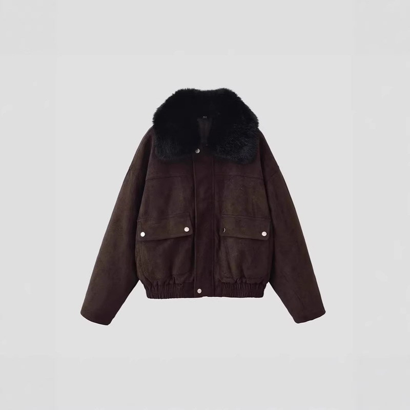 Taop&Za New Autumn and Winter Women's Fashionable Faux Fur Effect Bomber Jacket 6318211