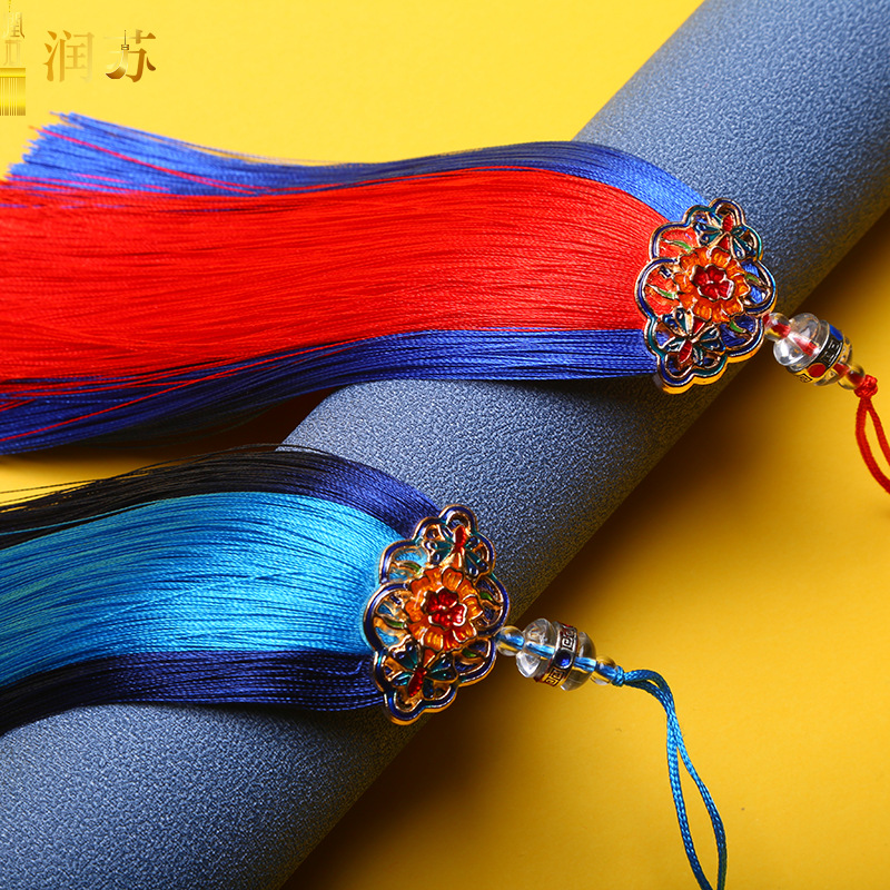 潤蘇流蘇14厘米蝶戀花雙拼色流蘇穗子雙色夾心吊穗車掛中國結掛件