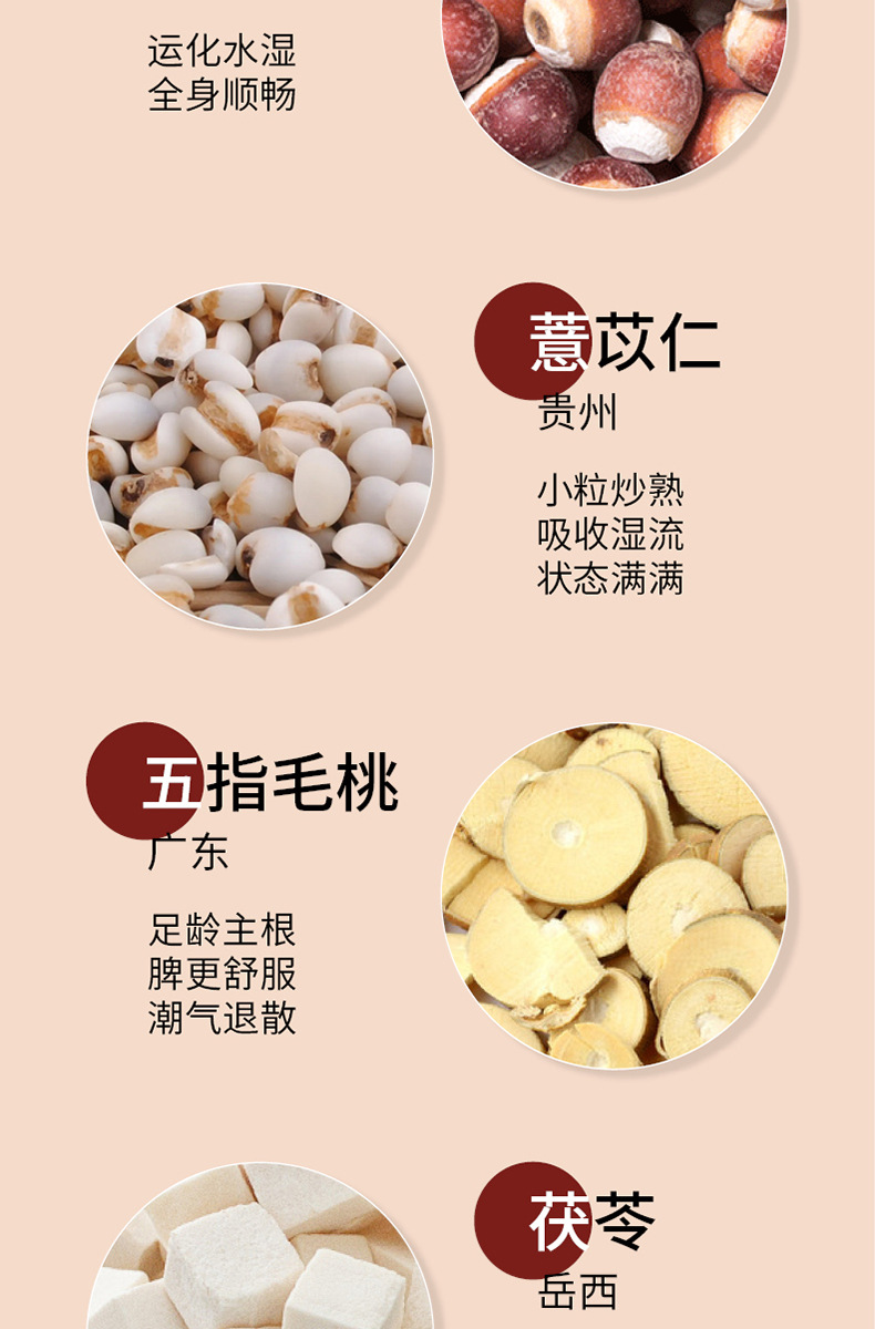 Wuzhi Maotao Fuling Herbal Tea Blend 200g Dampness Wellness Tea with Hairy Fig Root Poria and Coix key features