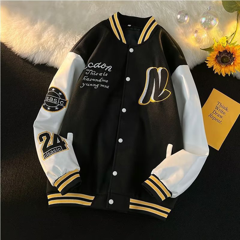 Men's Clothing Baseball jacket men's spring and autumn couples wear spring boys loose trendy insPU leather jacket_voghion.com