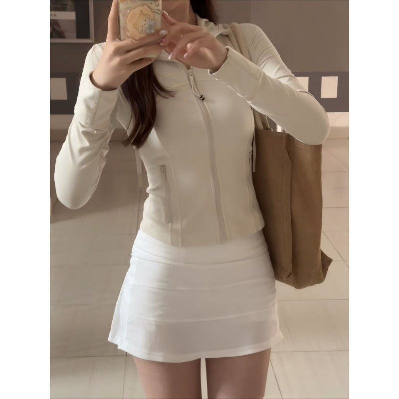 Lulu Original Define Short Stand Collar Jacket Yoga Wear Women's Sports Fitness Df Jacket Slim Fit Gold Label
