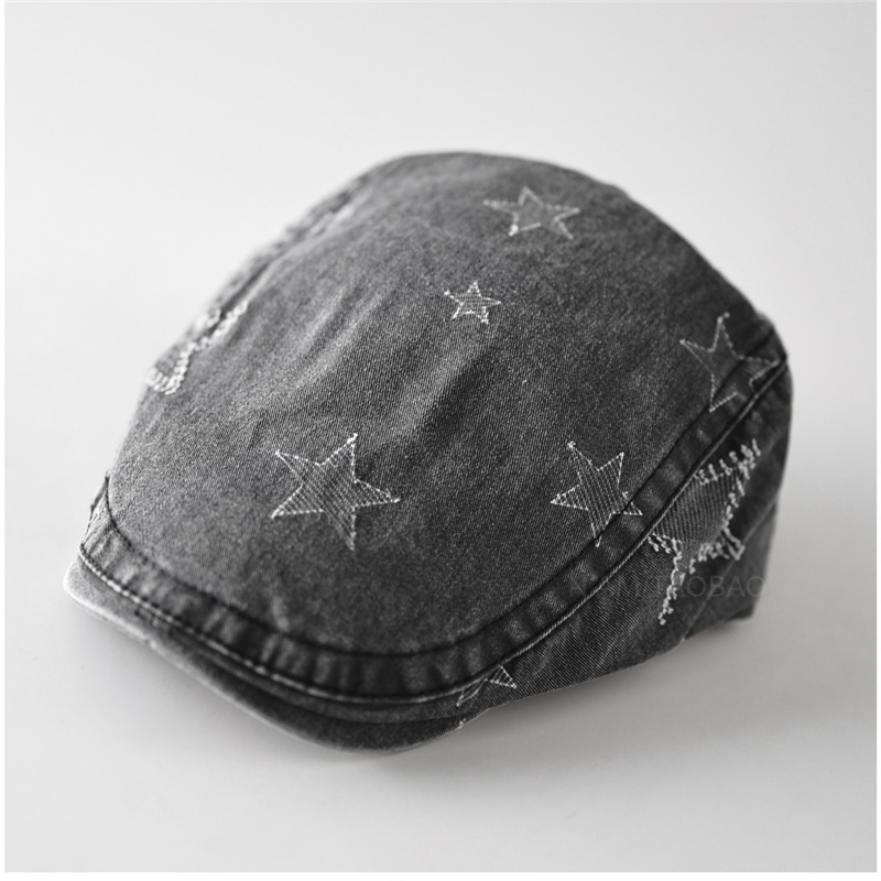 Brushed Five-Pointed Star Retro Forward Cap for Men and Women, Fashionable and Trendy Sweet and Cool Sexy Sunshade Face-Showing Duck Cap