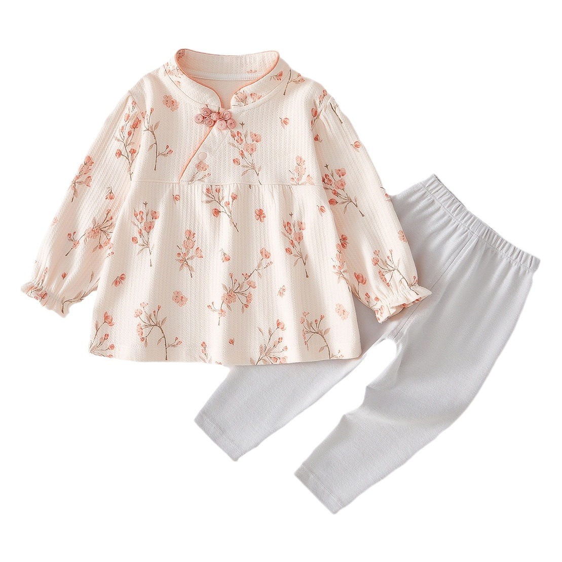 Bebé partido traje puro algodón bebé niña ropa bebé 24 primavera nuevo estilo chino estilo occidental traje de dos piezas