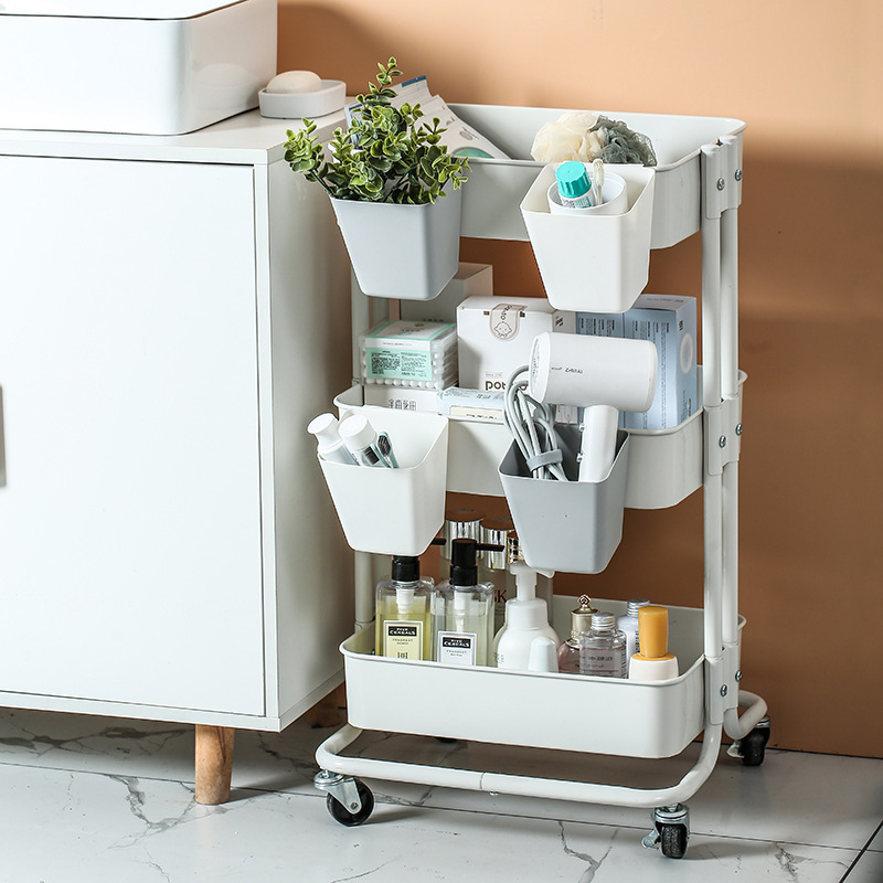 寮のベッドサイドの小さい吊り桶の台所の収納かごの壁掛けの収納箱のプラスチックの収納かごの家庭用カートの小さい吊りかご|undefined