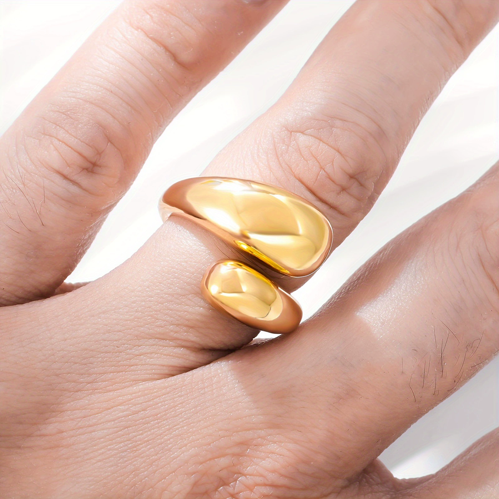 Fresh glossy minimalistic creative one size ring, simple and elegant design, Korean style