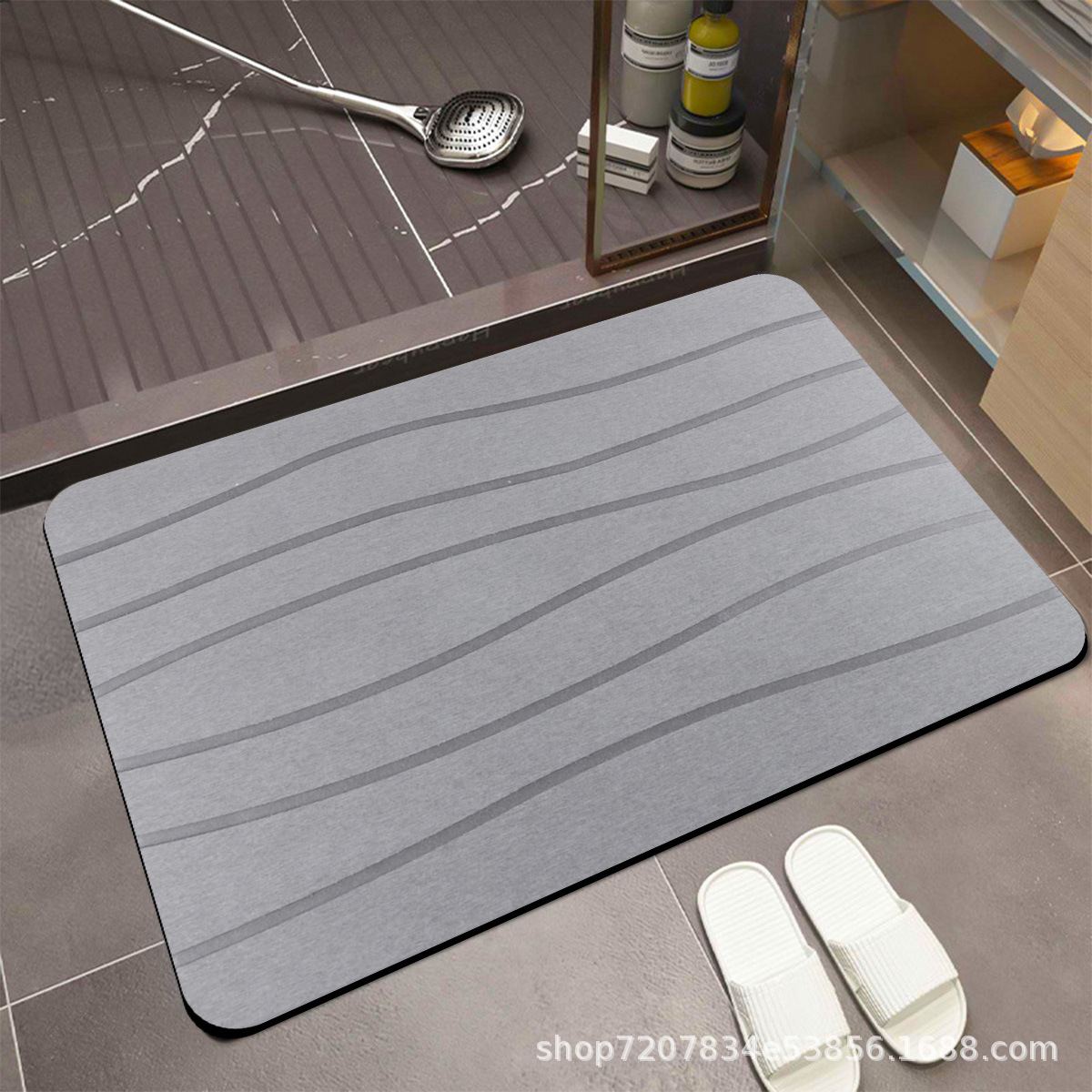 Alfombrilla absorbente de barro de diatomeas de Amazon transfronteriza Alfombrilla dura Alfombrilla de baño Alfombrilla de pie de secado rápido antideslizante para el hogar