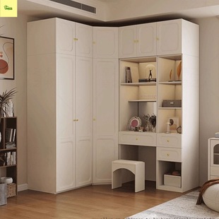 Modern Minimalist Home Bedroom Small Apartment French Wardrobe L-Shaped Corner Wardrobe Economical Cabinet Finished Wardrobe