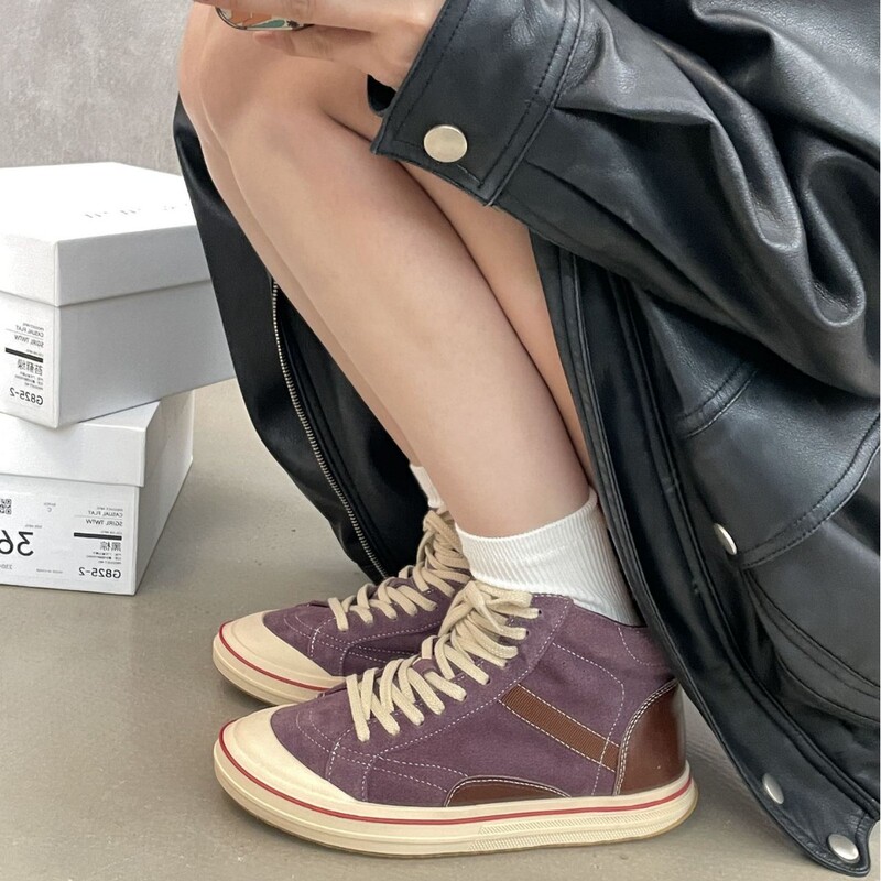 SGIRL TWTW磨砂皮内增高厚底高帮鞋女2025年爆款百搭街头潮酷板鞋|undefined
