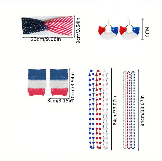 Gafas del Día de la Independencia de los Estados Unidos Diadema de carnaval Diadema Diadema Pendientes Pestañas postizas Gafas de bandera