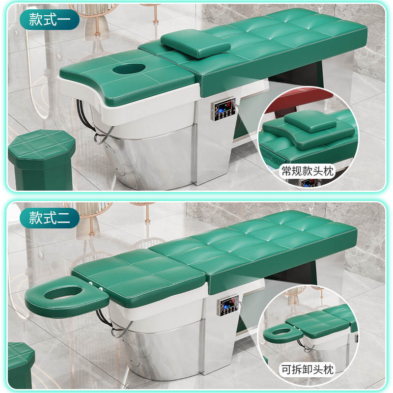 Fábrica de alta gama de acero inoxidable peluquería especial peluquería cama fumigación calentador de agua circulación de agua champú cama tienda de ocio