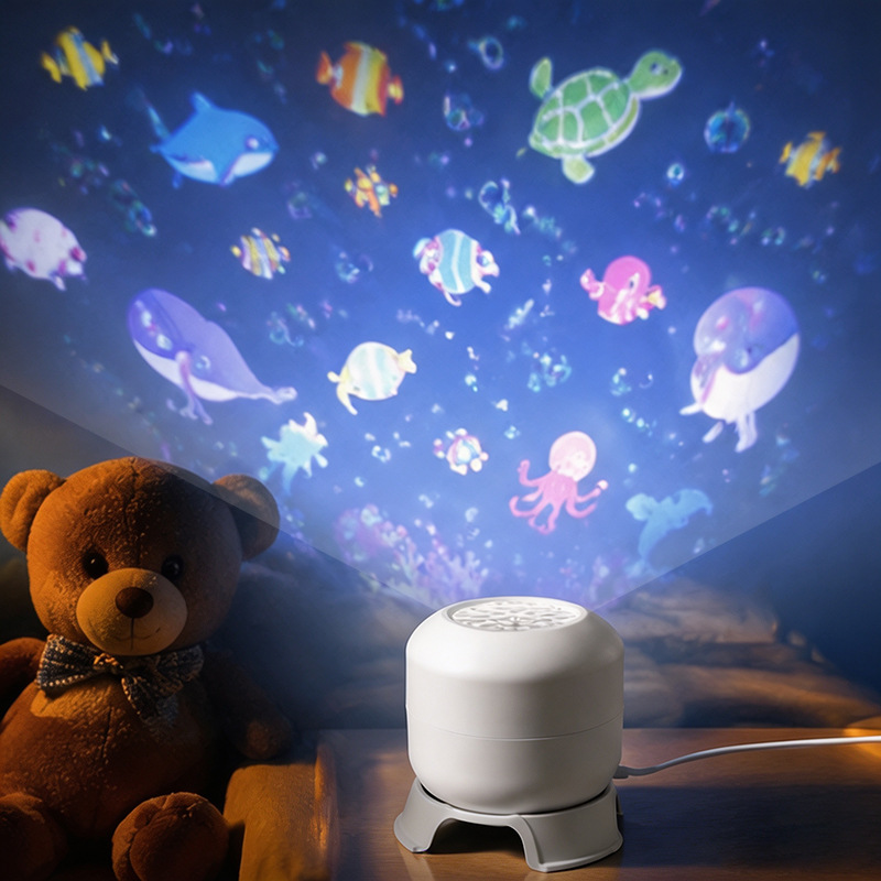 Amazon usb medusas marino lámpara de proyección de luz nocturna red explosión marina atmósfera lámpara de proyección de dormitorio