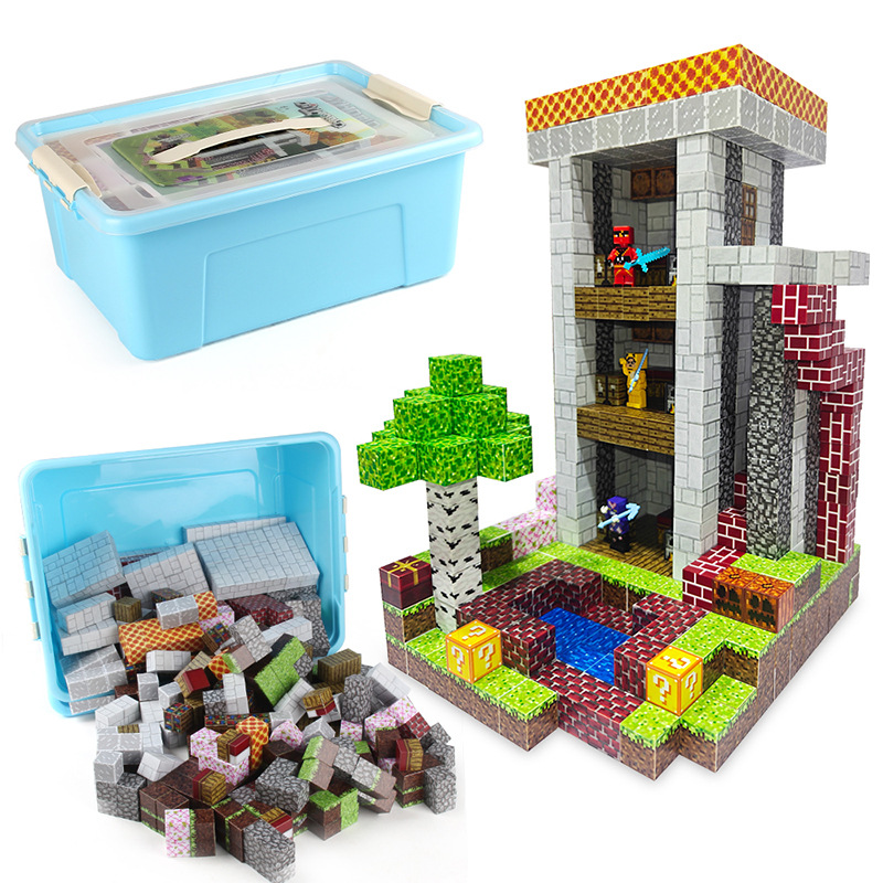 Transfronterizos mini-mundo de bloques de construcción magnéticos mini puzzle de construcción magnética de bloques de construcción magnéticos juguetes de almacenamiento caja