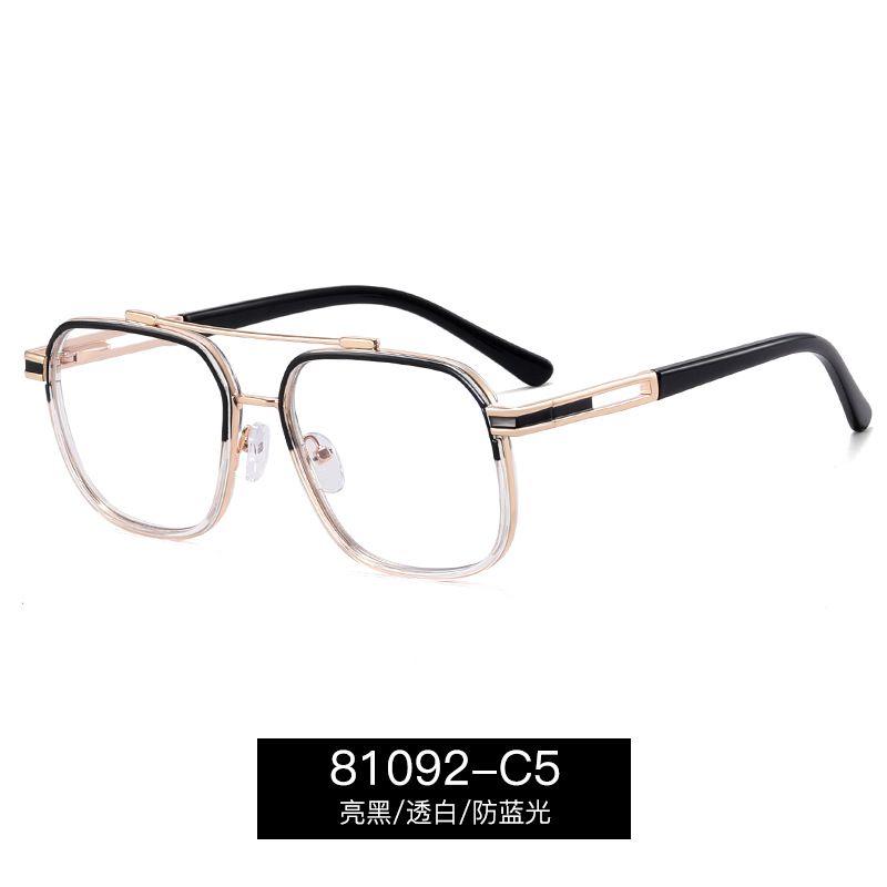 81092 nuevo marco de Gafas de metal TR90 doble haz polígono gafas lisas anti-Luz Azul gafas marco puede ser equipado con gafas de miopía