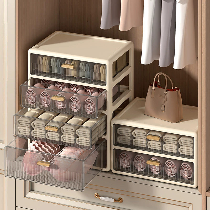 Underwear, tights, socks, plastic storage box, three in one
